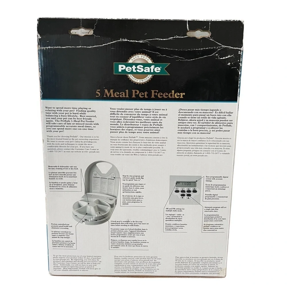 PetSafe 5 Meal Automatic Programmable Pet Feeder Dispenser Cats Dogs Small Pets